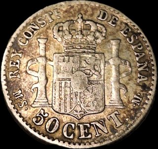 Moneda 50 Céntimos Alfonso XII 1885