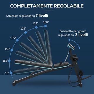 Banco de Gimnasio Plegable, Banco de Abdominales Multifuncional Inclinable con Respaldo Ajustable en 7 Niveles, Máquina de Extensión de Piernas, Cojín, Banda de Resistencia, para Entrenamiento en Casa