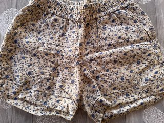 Mango Shorts Florales Mujer Beige Azul talla S