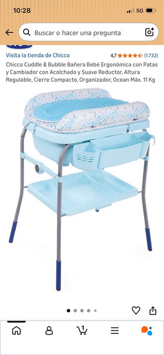 Bañera y cambiador Chicco Cuddle & Bubble