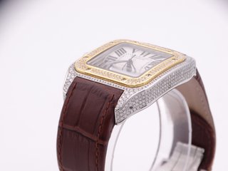 CARTIER Santos 100 XL Acero & Oro Diamantes 2656