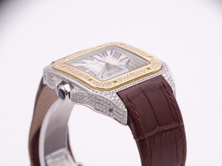 CARTIER Santos 100 XL Acero & Oro Diamantes 2656