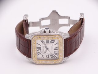 CARTIER Santos 100 XL Acero & Oro Diamantes 2656