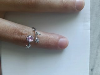 Anello regolabile fiore rosa argento