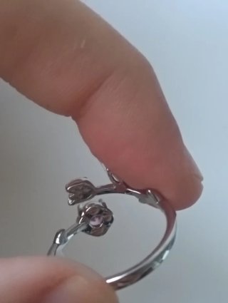 Anello regolabile fiore rosa argento
