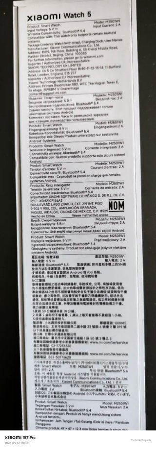 Reloj Xiaomi Watch 5 Negro