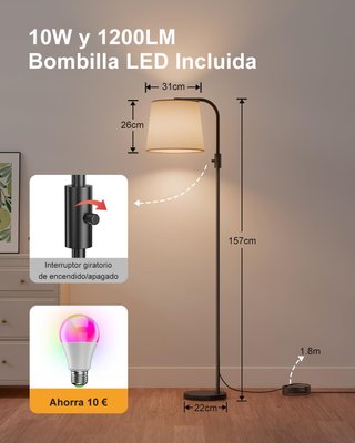 Lámpara de Pie Inteligente DUSKTEC Negra