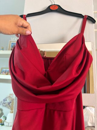 Vestido fiesta largo rojo mujer