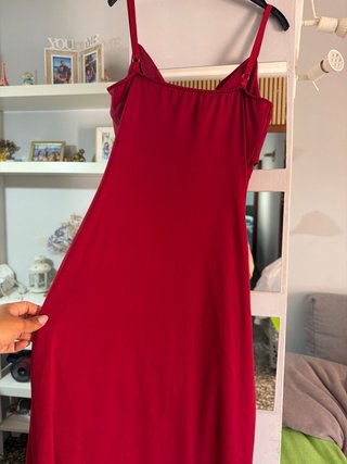 Vestido fiesta largo rojo mujer