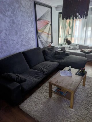 Chaise longue de tela y madera