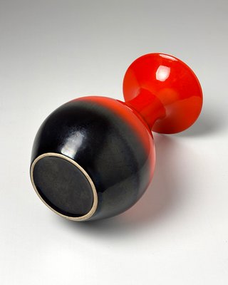 Vaso ceramica anni 60 arancio nero