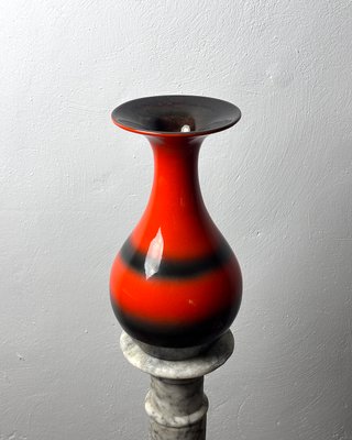 Vaso ceramica anni 60 arancio nero