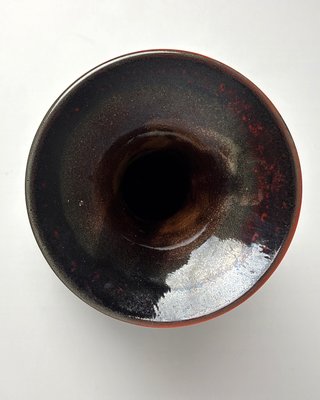 Vaso ceramica anni 60 arancio nero