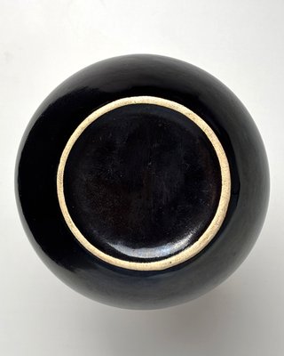 Vaso ceramica anni 60 arancio nero
