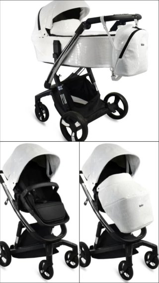 Carro de bebé blanco con bolso
