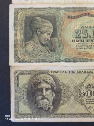 Lotes de Billetes Griegos centenarios Dracmas