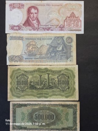 Lotes de Billetes Griegos centenarios Dracmas