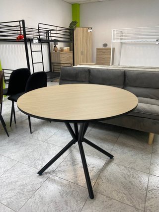 Mesa redonda 100cm madera y patas metal