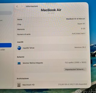 MacBook Air 13 M1 Grigio Argento