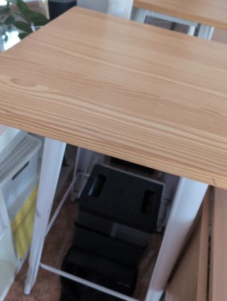 Mesa alta cuadrada madera y metal