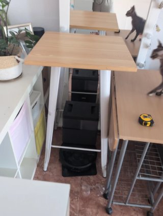 Mesa alta cuadrada madera y metal