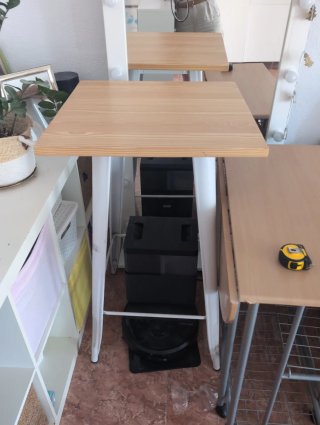 Mesa alta cuadrada madera y metal