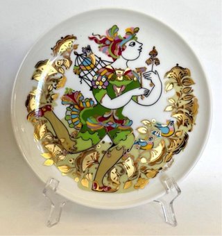 Set 5 Piatti Porcellana, 2 statuine e 2 piatti