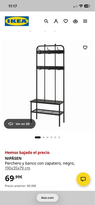 Perchero y zapatero Ikea Nipåsen negro