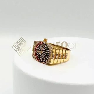 Anillo de oro estilo reloj con piedras