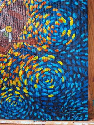 NUEVO Lienzo pintado a mano. 22x27cm