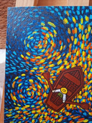 NUEVO Lienzo pintado a mano. 22x27cm