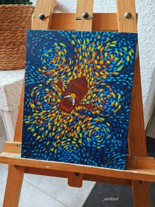 NUEVO Lienzo pintado a mano. 22x27cm