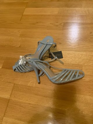 Sandalias Zara Verano Tacón Fino Azul