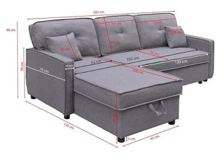 Sofá Cama Gris Tela