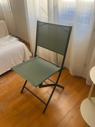 Silla de jardín plegable verde y gris