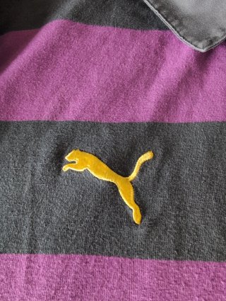 Polo Rugby Puma Hombre Rayas Morado/Gris