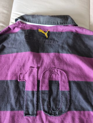 Polo Rugby Puma Hombre Rayas Morado/Gris