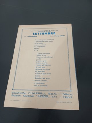 Spartito Settembre Peppino Gagliardi 1970