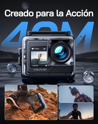 Cámara Deportiva GA120 4K 30FPS, 20MP Doble Pant.