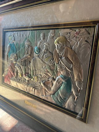 Quadro scena conviviale con cornice