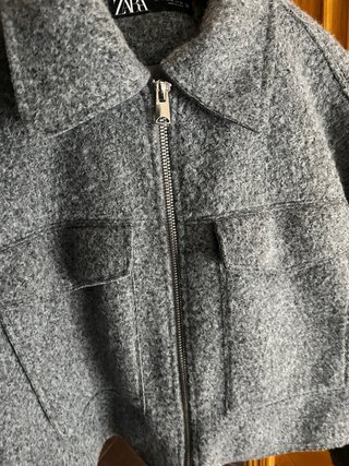 Chaqueta Zara Bouclé Gris Talla XL nueva