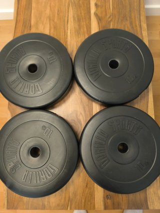 Banco musculación, barra, mancuernas y pesas