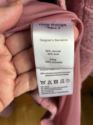 Abrigo Nice Things rosa viscosa y lana