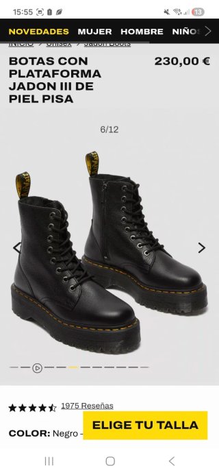 Botas Dr. Martens Jadon III Piel Negra