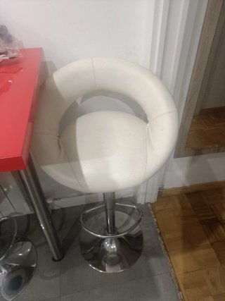 Taburete alto piel sintética blanco