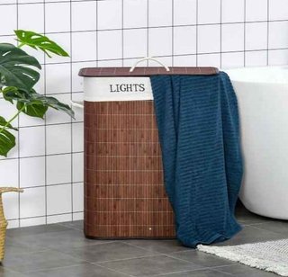Cesto para Ropa Sucia de Bambú Capacidad de 100L