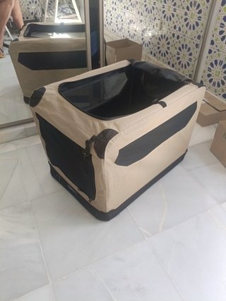 Transportín plegable para perro, beige