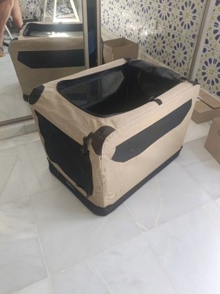 Transportín plegable para perro, beige