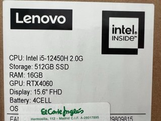 Portátil Gaming Lenovo RTX 4060 +3 Años garantia