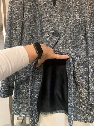 Blazer Zara azul y blanco